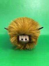VTG Scotland Highland Cattle Cow Figurine Fluffly Synthetic Hair and Wooden Legs picture