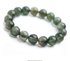12mm Natural Green Rutilated Quartz Cat Eye Crystal Stretch Round Bead Bracelet picture