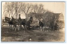 c1910's Hauling Lumber Firewood Logs RPPC Photo Unposted Antique Postcard picture