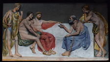 ANCIENT GREEK PHILOSOPHERS IN DISCUSSION C1890 HAND COLOURED Magic Lantern Slide picture