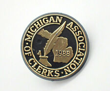Michigan Association Of Clerks Gold Tone Vintage Lapel Pin picture