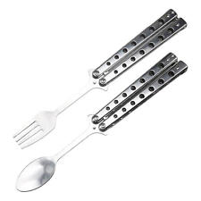 Outdoor Tableware Butterfly Knife Practicing Trainer Safety Bailsong Spoon Fork picture