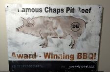 Chaps Pit Beef Award Winning BBQ Metal Sign DE Pork Pig Baltimore 24