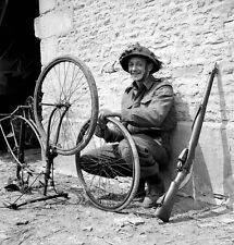 WW2 Photo WWII  Canadian Trooper Bicycle Normandy June 44 World War Two / 1515 picture