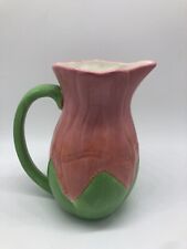 Lenox Floral Fusion By Stephanie Ryan Green & Pink 8” Water Pitcher.  EUC picture