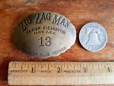 VINTAGE ZIG ZAG MAN BRASS BADGE PIN rolling papers weed marijuana cannabis 420 picture