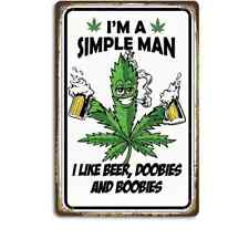 1pc, Metal Sign, I'm A Simple Man Leaf, Retro Wall Art, Bar Deco 8''x12'' picture