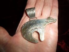 VTG Navajo Native American Old Pawn M Begay Sterling Silver Lg Bear Pendant 24g picture