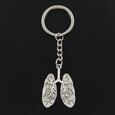Keyring Metal 30mm Antique Silver Plated Lung Respiratory System Keychain Women picture