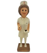 Folk Art Vintage Primitive Wood Carving Sculpture Nurse, R.N. Old Uniform ALDON  picture