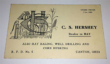 Antique Victorian C. S. Hershey Farm Dealer Business Card Hay, Drilling C.1899  picture
