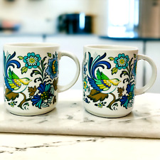 Royal Doulton Everglades Mugs Lot of 2 Vintage Bone China Birds Floral England picture