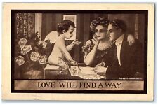 1911 Valentine Couple Romance Cupid Angel Love Will Find A Way Ink Postcard picture