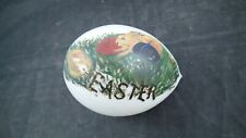 Antique Victorian Hand Blown Pontil Milk Glass Easter Egg Hand Painted Bunny picture
