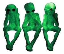 Glow In The Dark See Hear Speak No Evil Alien Shelf Sitters Set Of 3 Figurines picture