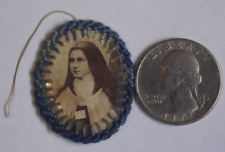 Vtg embroidered relic scapular badge Patron St Saint Therese of the child Jesus picture
