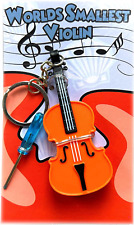 - World'S Smallest Violin Toy Keychain Playable with Music - Mini Tiny Violin Ke picture