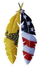 Feather Dont Tread On Me Gadsden USA Flag Patch (4.0 X 2.0 - Hook - MF11) picture