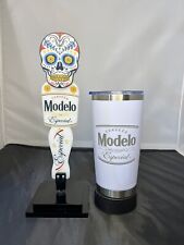 New In Box Modelo Especial Sugar Skull Beer Tap With 20 oz Metal Tumbler. picture