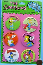 THE SIMPSONS BUTTON Set of 6 vtg '90 Bart Homer Lisa Marge BARTMAN Groening MOC picture