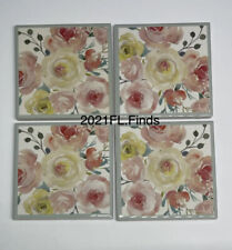 Floral Ceramic Coasters | Tile Coasters |Flower Ceramic Coasters Set of 4 picture