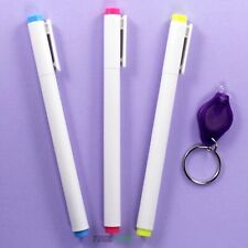 3 Invisible Ink Marker Pen 1 UV Flashlight Black Light Reactive Blue Red Yellow picture