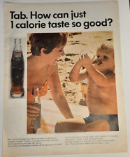 1965 Tab Vintage Print Ad Diet Soft Drink Coca Cola Mother Son Beach Swimsuits picture