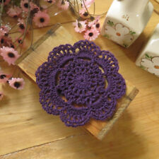 4Pcs/Lot Purple Vintage Hand Crochet Lace Cotton Doilies Round Table Mats 10cm  picture