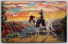 Cowboy Canyon Sunset LH Dude Larsen 1943 Western Art Painting Unused Postcard picture