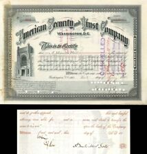 American Security and Trust Co. Issued to and Signed by A. Melville Bell - Stock picture