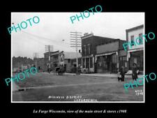 OLD 8x6 HISTORIC PHOTO OF LA FARGE WISCONSIN THE MAIN STREET & STORES c1908 picture