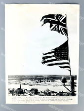 WWII US Flag Flying Over Belgium After Nazi Liberation 1944 Original Press Photo picture