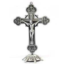 Silver Plated Standing Crucifix with Deatachable Stand Religious Antique Cross picture