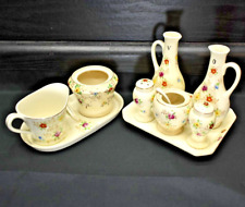 10 PC - Vintage Japanese Condiment Set W/ Trays - Hand Painted Japan (225) picture