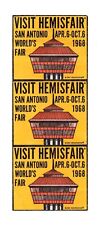 ORIGINAL 1968 HEMISFAIR '68 - SAN ANTONIO WORLD'S FAIR - STICKER STRIP OF 3 picture