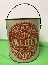 Rare J.W. Chew Baltimore MD Big Planted Stock Oyster Tin Can Pail picture