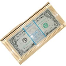 Vintage 1969 Series D $100 Bundle Of One Dollar Bills Lucite Money Paperweight picture