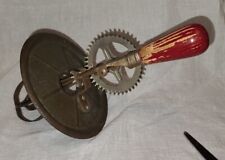 Antique A&J Hand Egg Beater Mixer Splash Cover Red Handle USA 1920's picture
