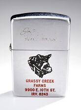 Vintage 1953 pat.2517191 Zippo Lighter Grassy Creek Farm - Indianapolis, Indiana picture