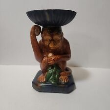 Monkey Bowl Ceramic Statue Candy Holder Vintage Figurine Decor Gift Idea picture