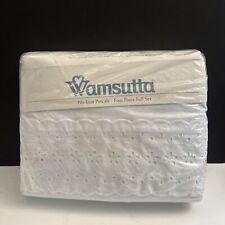 New Vintage Wamsutta USA White Percale w/Lace Border 4 pc Full Sheet Set Nice picture
