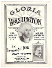 GLORIA WASH Antique SEATTLE Sheet Music ALASKA YUKON PACIFIC EXPOSITION 1909 picture