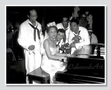 Black Bride on Piano Surrounded by Sailors c1940s, Vintage Photo Reprint picture