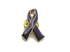 Deep Purple Ribbon Pin Domestic Violence Awareness Gold Tone picture