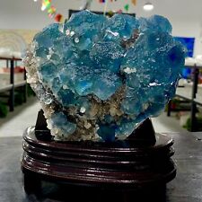 4.73LB Natural transparent blue greencubic fluorite mineral crystal sample/China picture