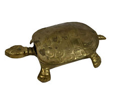 Vintage Brass Turtle Trinket Stash Box Hinged Lid picture