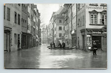 Germany Postcard 1909 Nuremberg Flood Disaster Neue Gasse Firefighters Boat picture