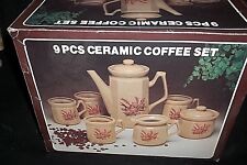 Vintage Multi Colors Ceramic Coco/Tea/ Coffee 9 Pcs Set NEW IN BOX  picture