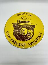 SMOKEY the BEAR VINTAGE STYLE PORCELAIN SIGN PUMP PLATE SERVICE STATION picture