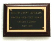 Ethanol Gasoline Award Plaque South Point, Ohio  6,075,573 Gallons July 1989 picture